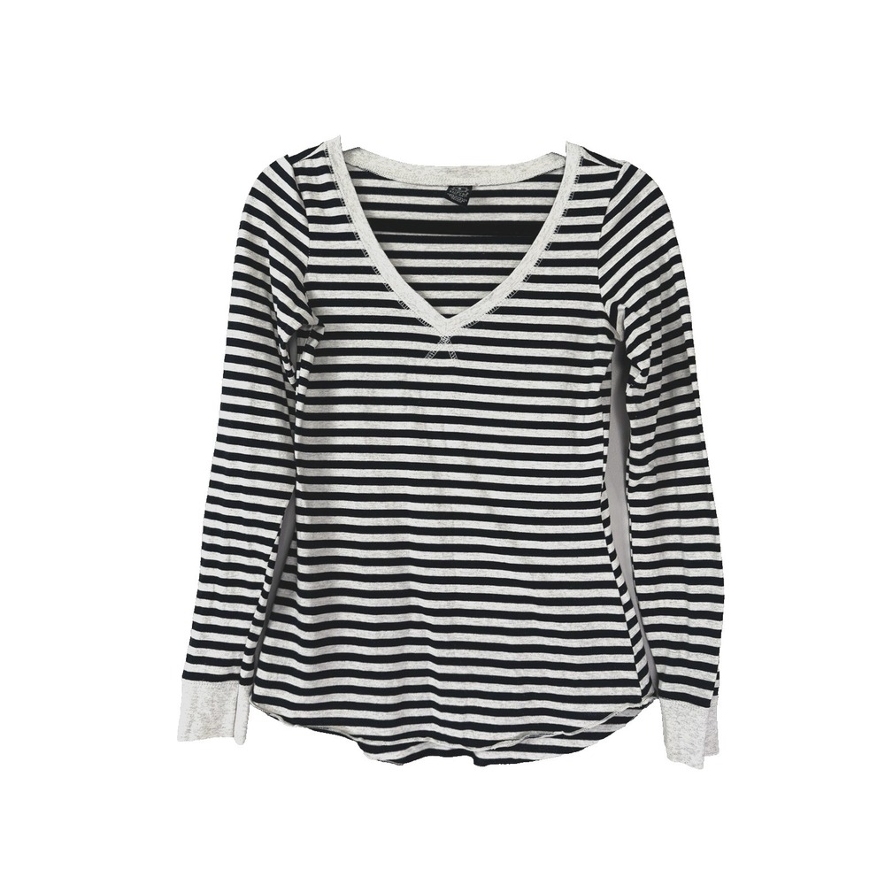VTG 90s Y2K Empyre Striped V-Neck Top Small Preppy Retro Skater Cotton Blend LS
